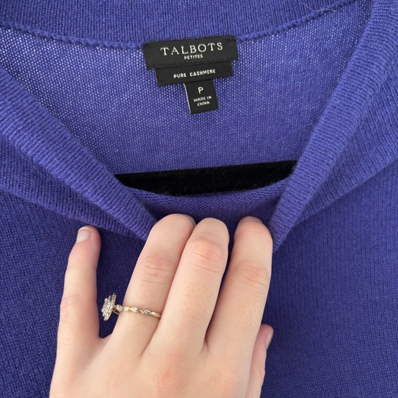Talbots Petites P Pure Cashmere 3/4 Sleeve Sweater Periwinkle Blue Purple - Picture 3 of 7